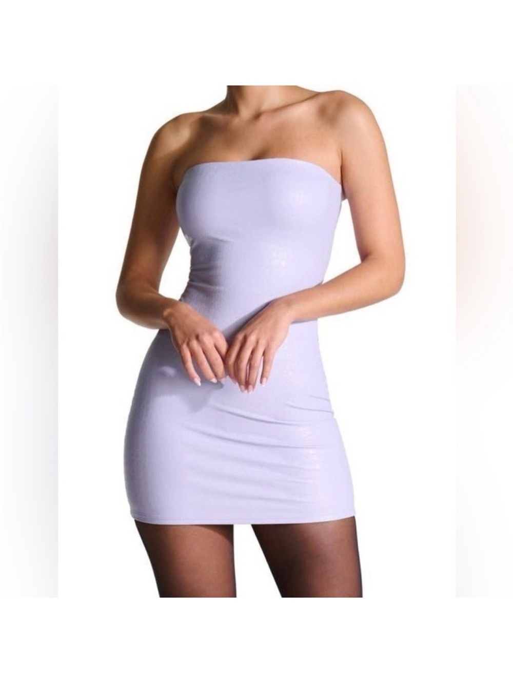 naked wardrobe Lilac Strapless Bodycon Mini Dress-small